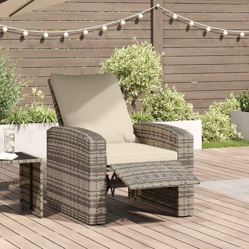 Poltrona Reclinabile Giardino Cuscini Marrone Chiaro Polyrattan vidaXL
