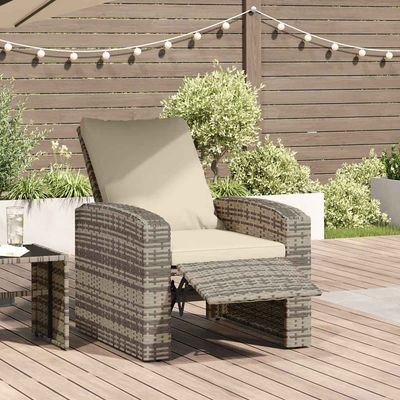 Poltrona Reclinabile Giardino Cuscini Marrone Chiaro Polyrattan vidaXL