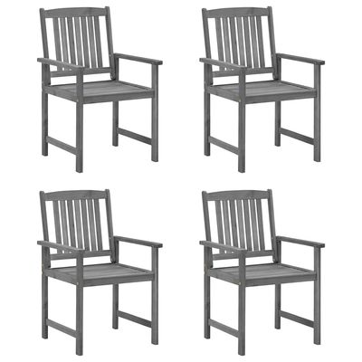 Sedie da Giardino con Cuscini 4 pz in Massello di Acacia Grigio vidaXL