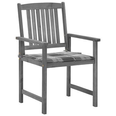 Sedie da Giardino con Cuscini 4 pz in Massello di Acacia Grigio vidaXL