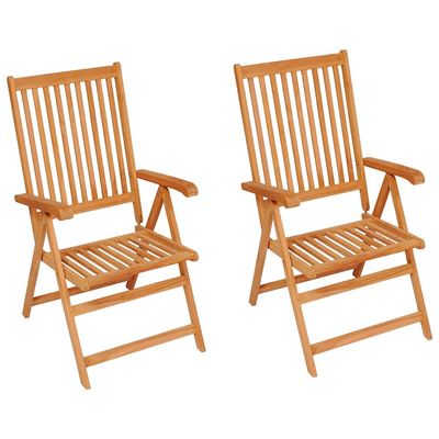 Sedie Giardino 2 pz con Cuscino Rosso a Quadri Massello di Teak vidaXL