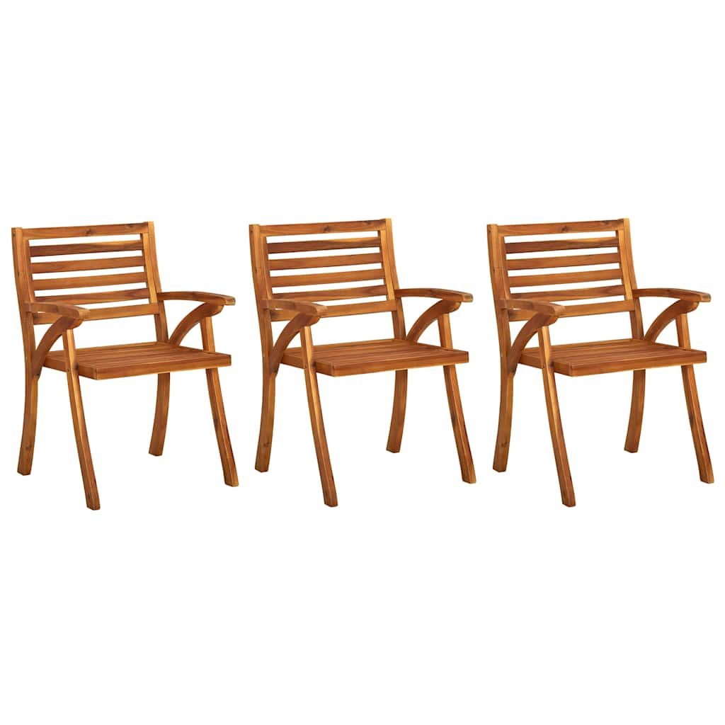 Sedie da Pranzo da Giardino con Cuscini 3 pz Massello di Acacia vidaXL