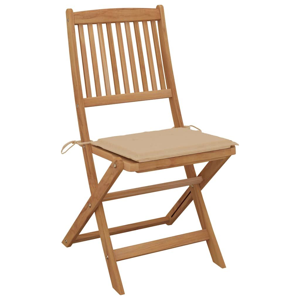 Sedie da Giardino Pieghevoli 2 pz con Cuscini Massello Acacia vidaXL