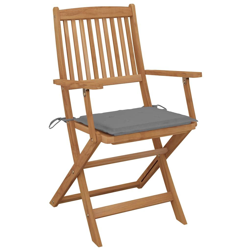 Sedie da Giardino Pieghevoli 4 pz con Cuscini Massello Acacia vidaXL