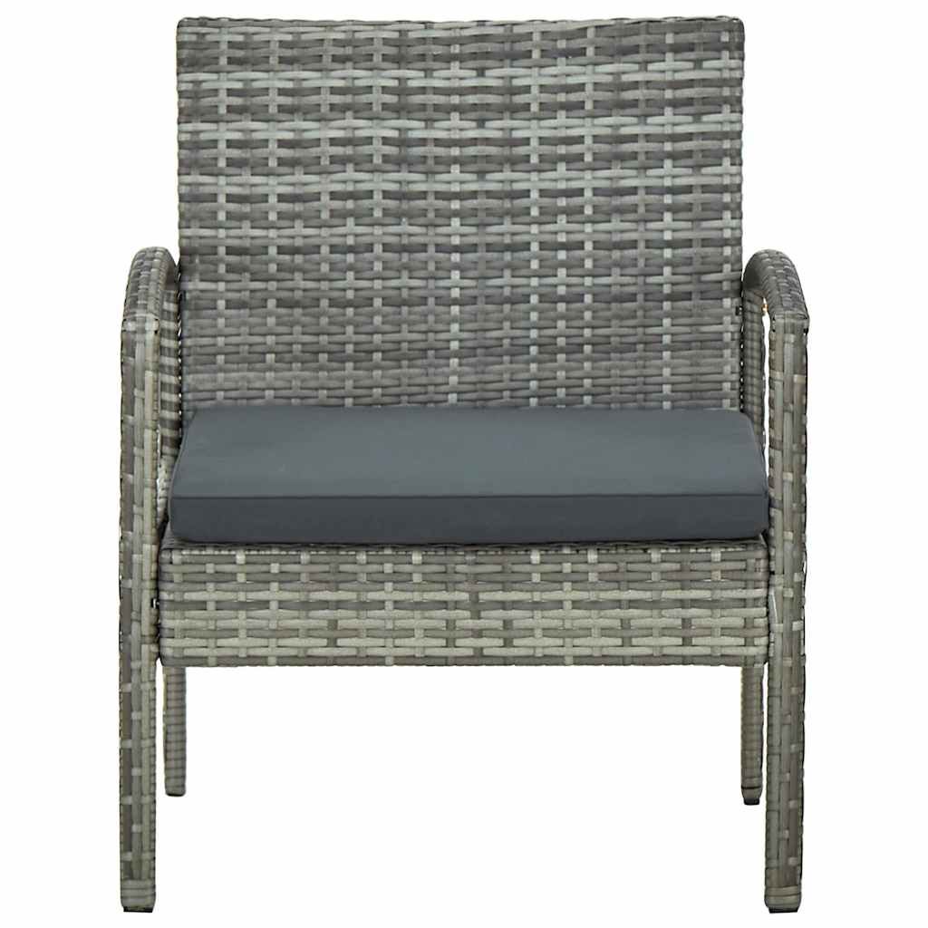 Sedia da Giardino con Cuscino in Polyrattan Grigio vidaXL