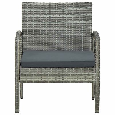 Sedia da Giardino con Cuscino in Polyrattan Grigio vidaXL