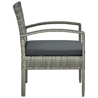 Sedia da Giardino con Cuscino in Polyrattan Grigio vidaXL