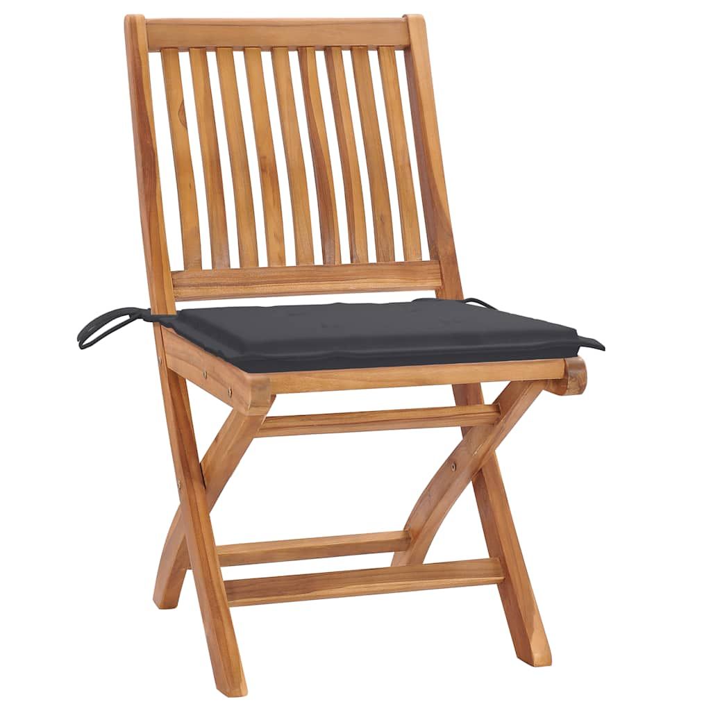 Sedie da Giardino 2 pz con Cuscini Antracite Massello di Teak vidaXL
