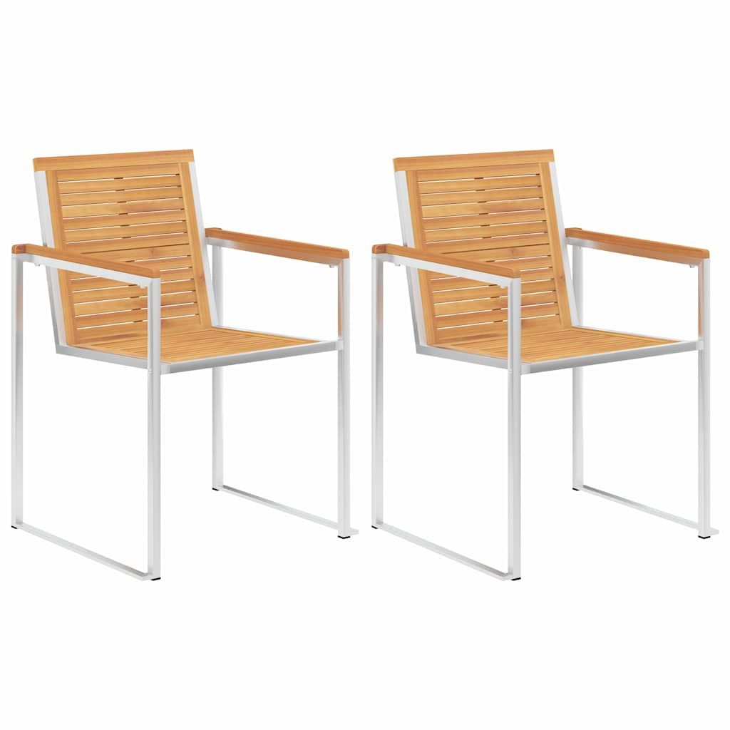 Sedie da Giardino 2 pz con Cuscini in Legno di Teak e Acciaio vidaXL