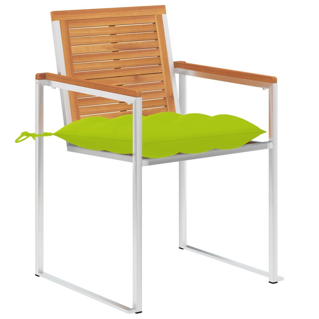 Sedie da Giardino 2 pz con Cuscini in Legno Acacia e Acciaio vidaXL