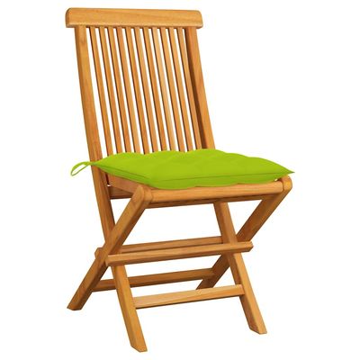 Sedie Giardino e Cuscini Verde Brillante 2 pz Massello di Teak vidaXL