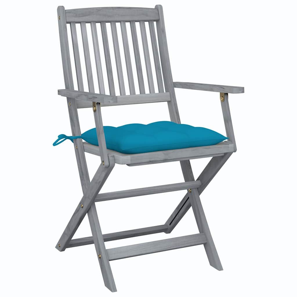 Sedie da Giardino Pieghevoli 2pz con Cuscini in Massello Acacia vidaXL