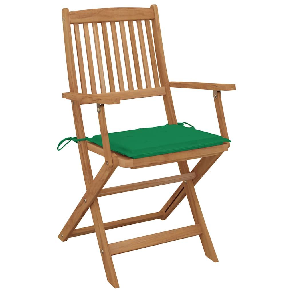 Sedie da Giardino Pieghevoli 2 pz con Cuscini Massello Acacia vidaXL