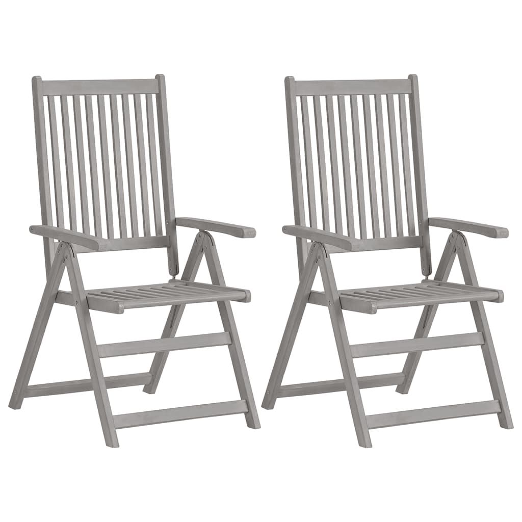 Sedie da Giardino Reclinabili 2pz con Cuscini Massello Acacia vidaXL