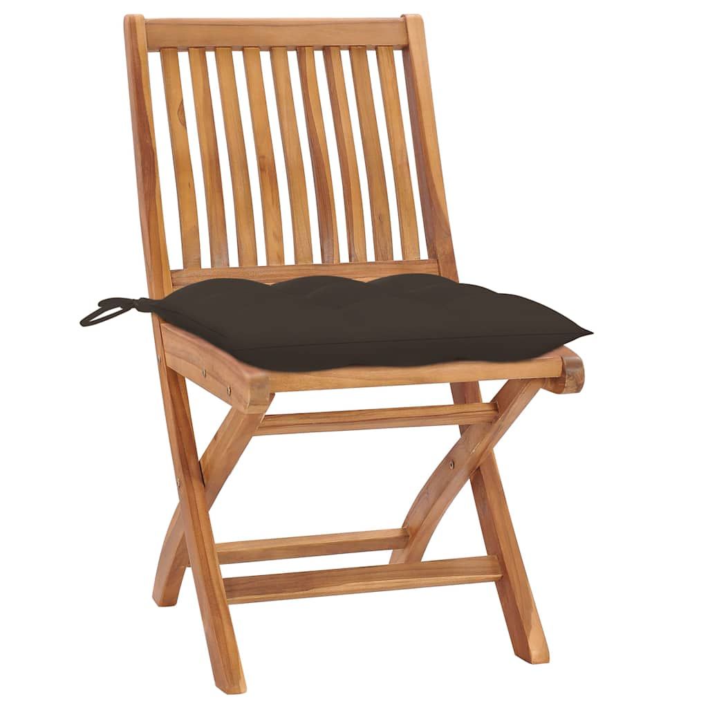 Sedie da Giardino Pieghevoli con Cuscini 8 pz Massello di Teak vidaXL