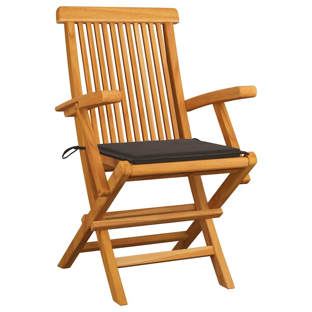 Sedie da Giardino con Cuscini Tortora 3 pz Legno Massello Teak vidaXL