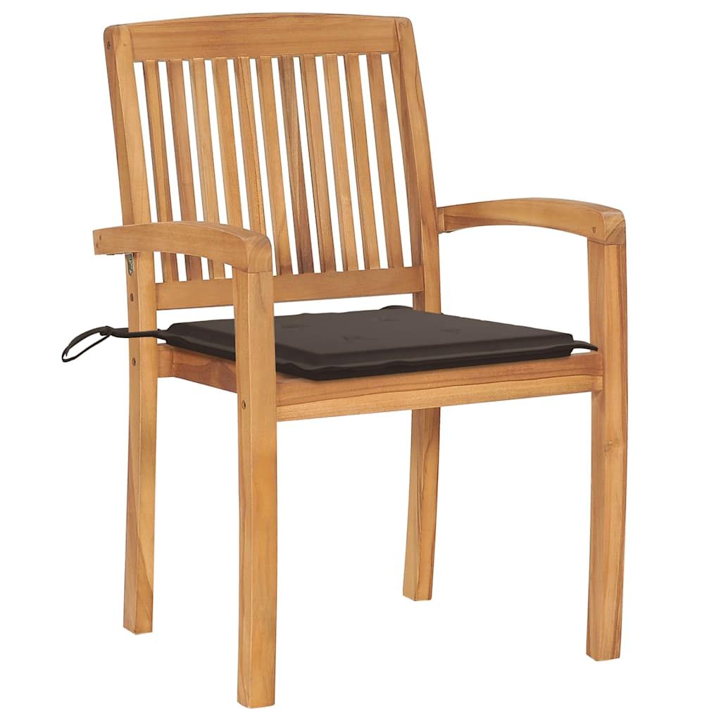 Sedie da Giardino 2 pz e Cuscini Grigio Talpa Massello di Teak vidaXL