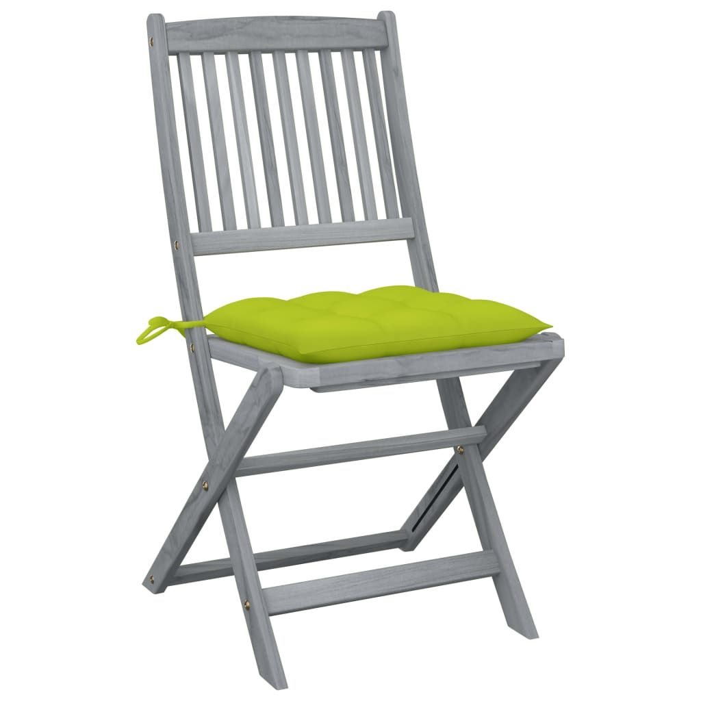 Sedie da Giardino Pieghevoli 2 pz con Cuscini Massello Acacia vidaXL