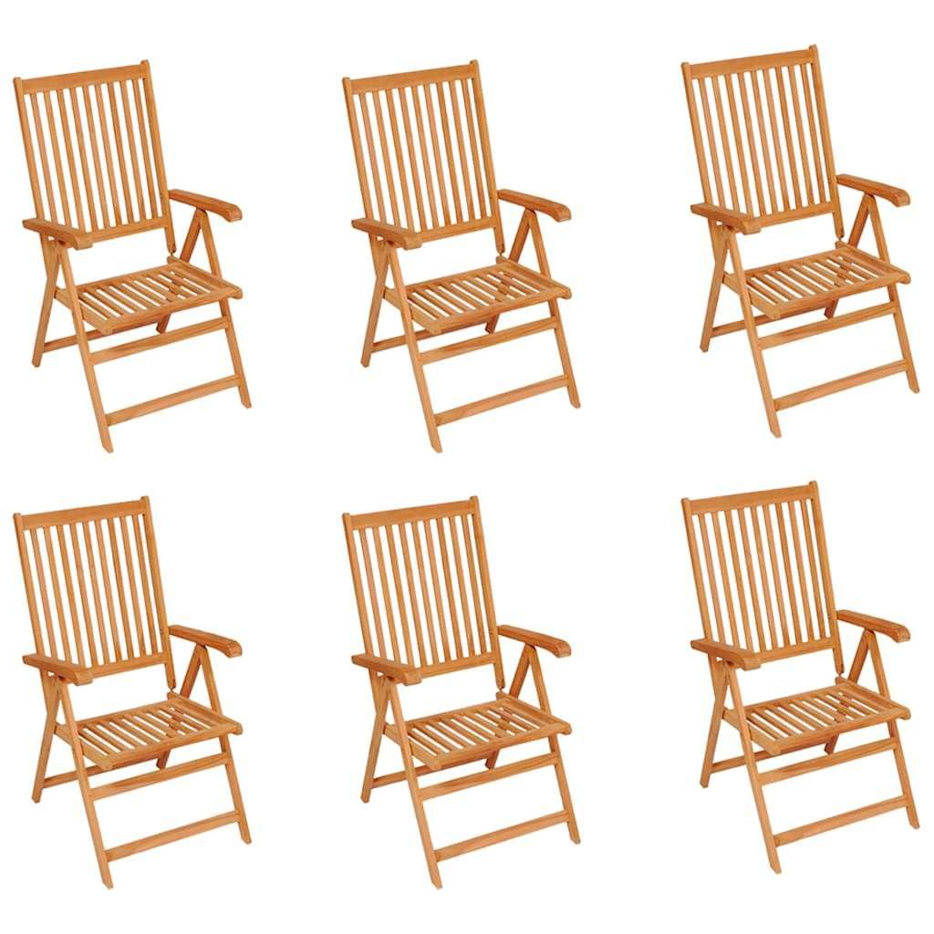 Sedie da Giardino 6 pz con Cuscini Rossi in Massello di Teak vidaXL