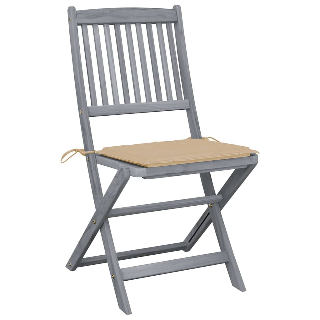 Sedie da Giardino Pieghevoli 6pz con Cuscini in Massello Acacia vidaXL