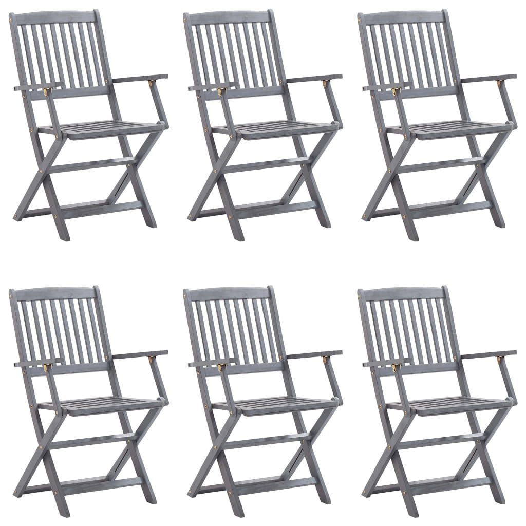 Sedie da Giardino Pieghevoli 6pz con Cuscini in Massello Acacia vidaXL