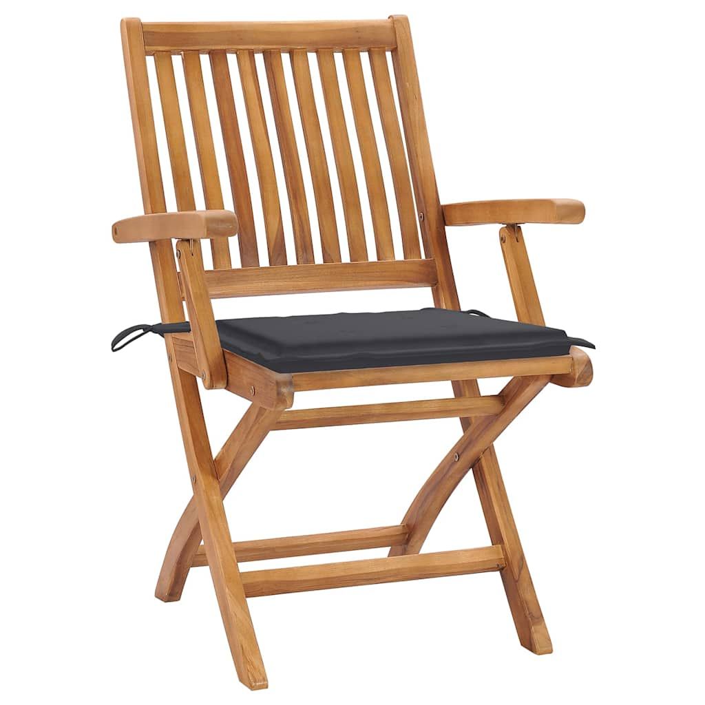 Sedie da Giardino Pieghevoli con Cuscini 4 pz Massello di Teak vidaXL