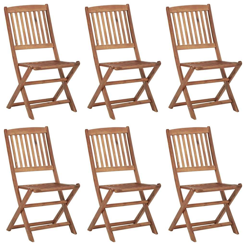 Sedie da Giardino Pieghevoli 6 pz con Cuscini Massello Acacia vidaXL