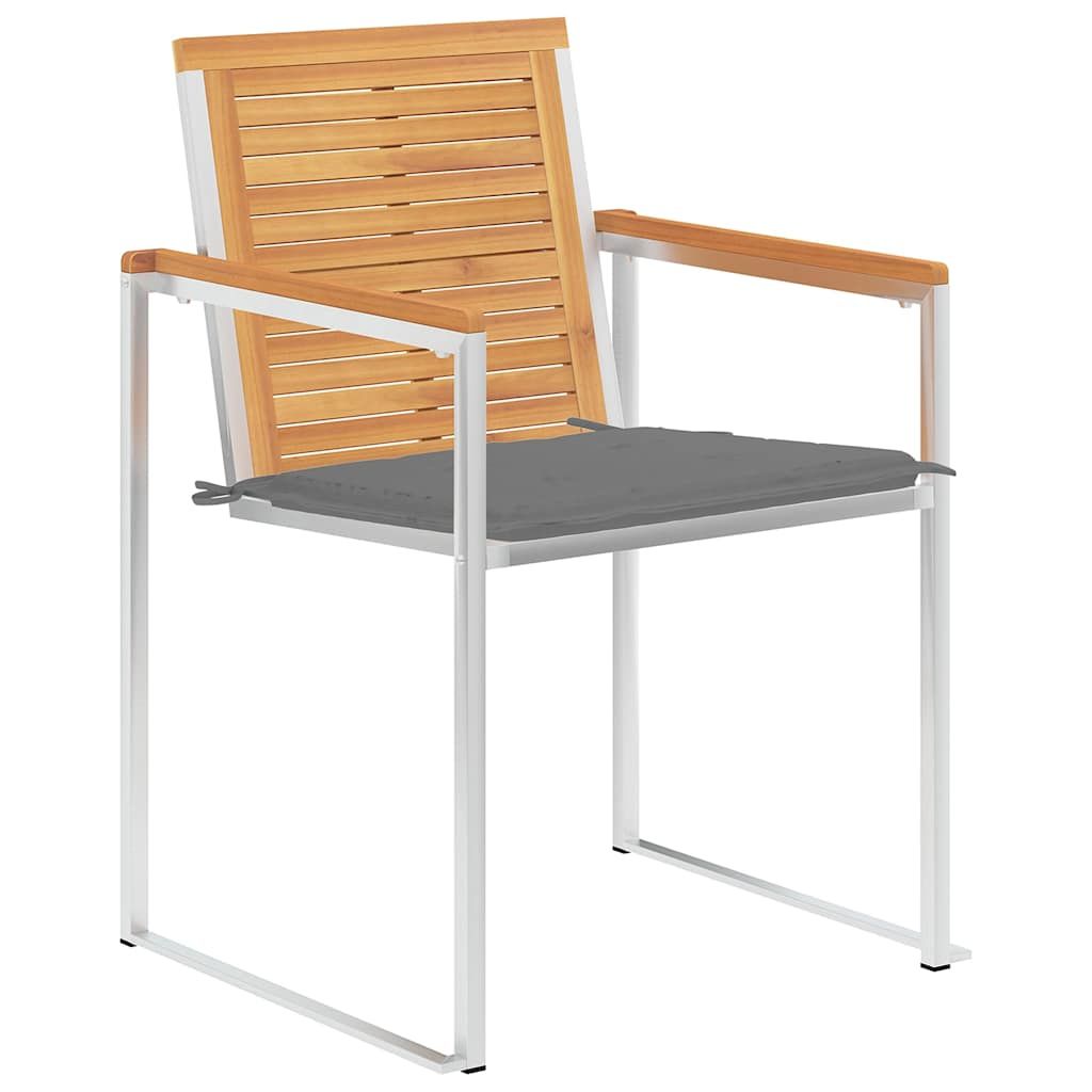 Sedie da Giardino con Cuscini 4 pz in Legno Massello di Teak vidaXL