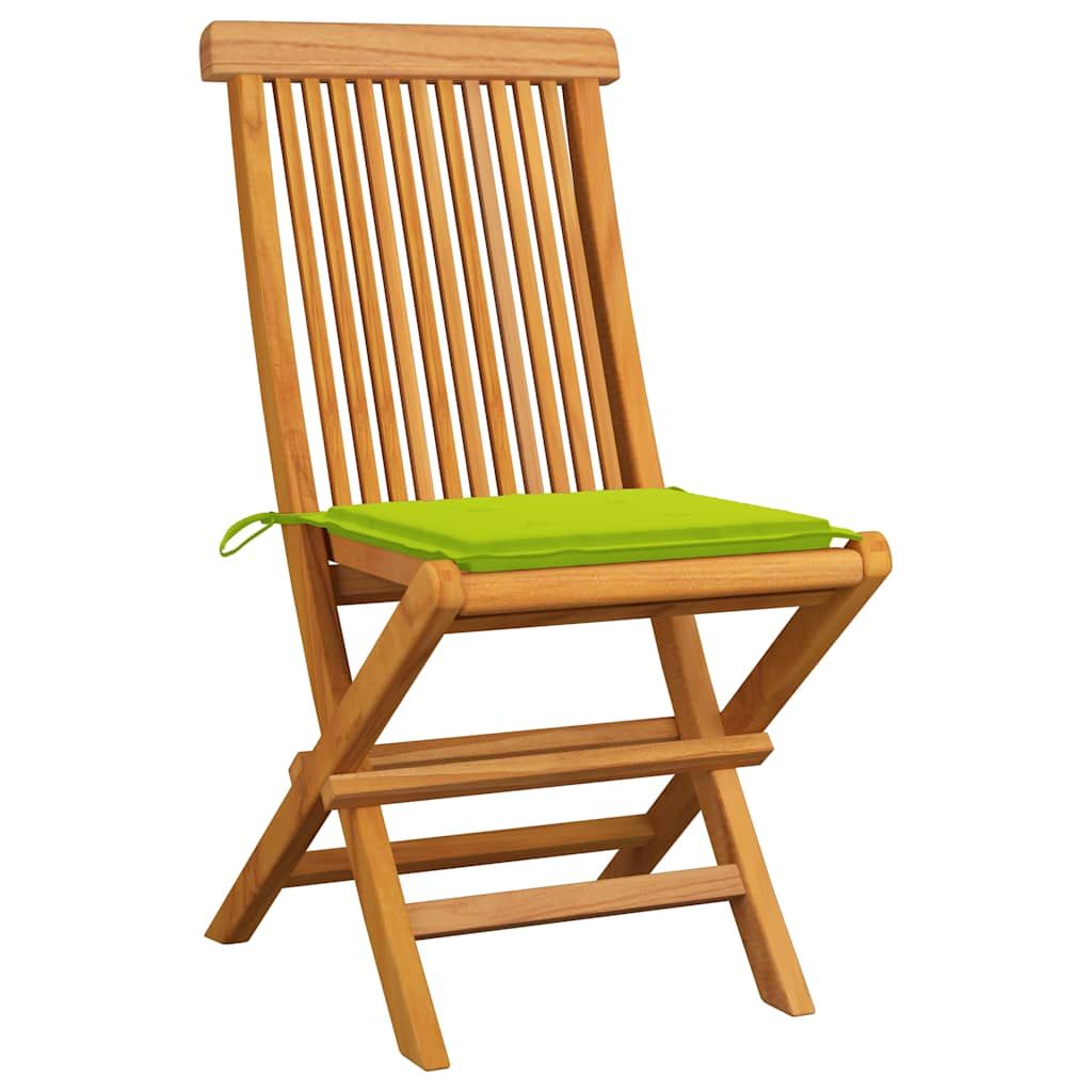 Sedie da Giardino Cuscini Verde Brillante 6 pz Massello di Teak vidaXL