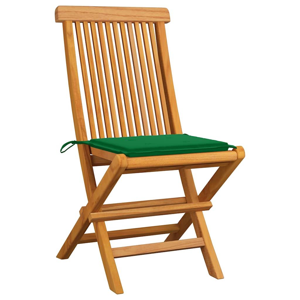 Sedie da Giardino con Cuscini Verdi 8 pz in Massello di Teak vidaXL