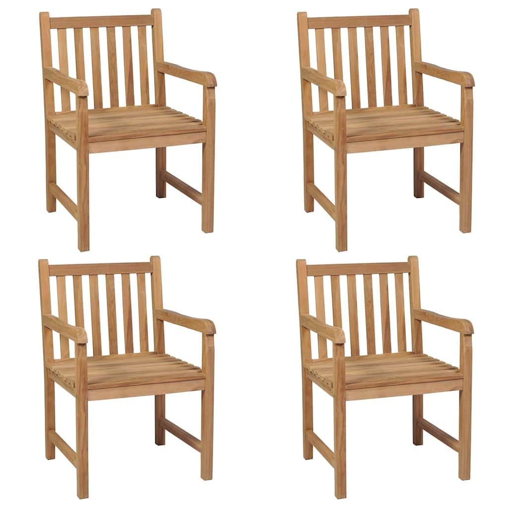 Sedie Giardino 4 pz con Cuscini Crema in Massello di Teak vidaXL
