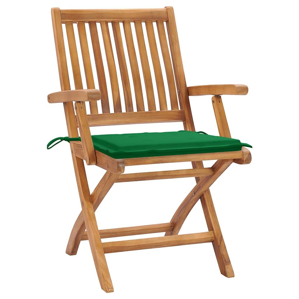 Sedie da Giardino Pieghevoli con Cuscini 8 pz Massello di Teak vidaXL