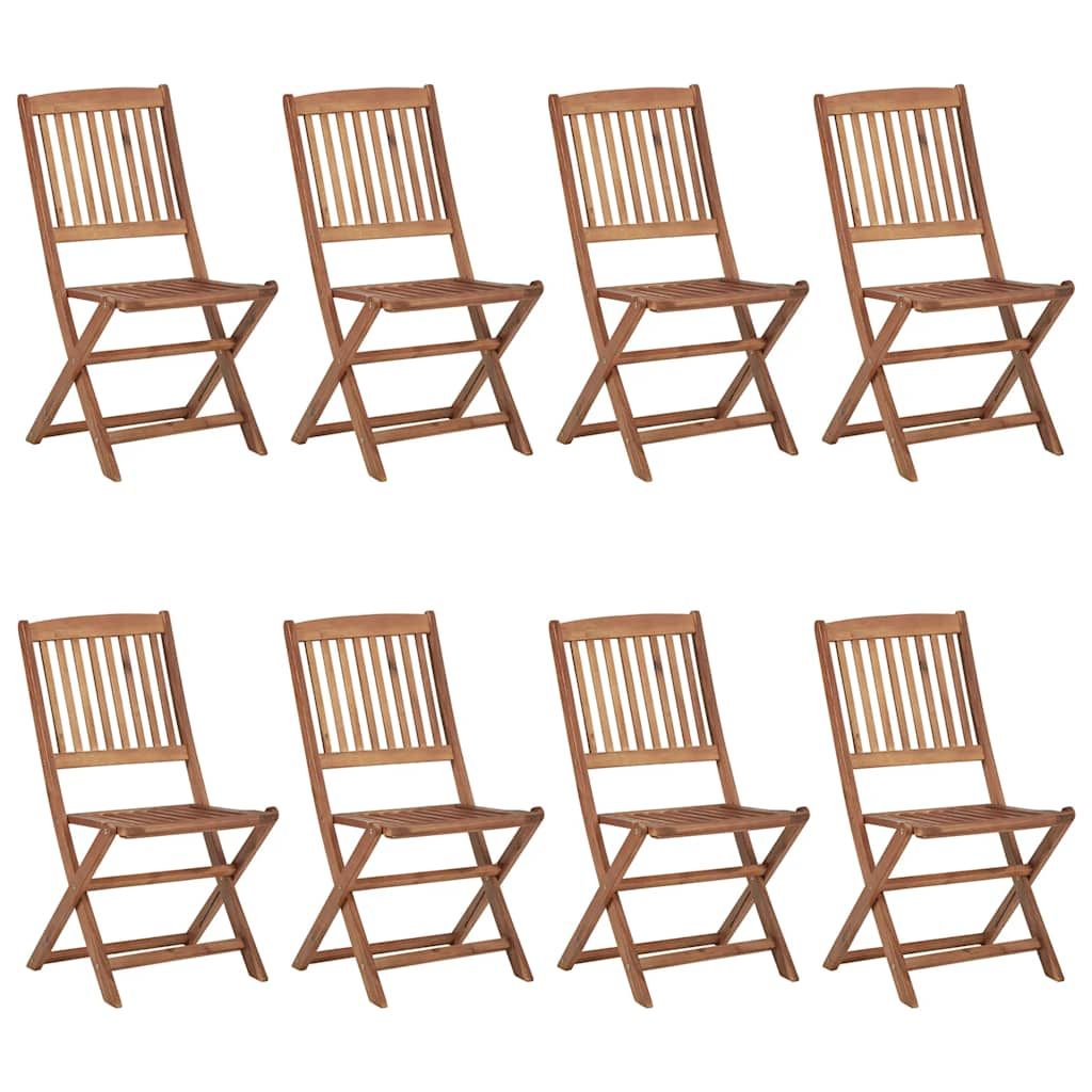 Sedie da Giardino Pieghevoli 8 pz con Cuscini Massello Acacia vidaXL
