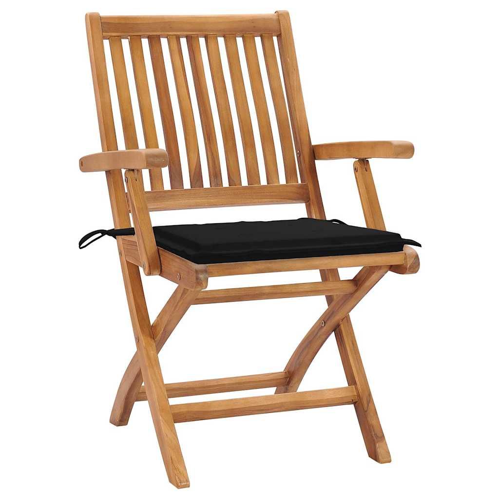 Sedie da Giardino Pieghevoli con Cuscini 4 pz Massello di Teak vidaXL
