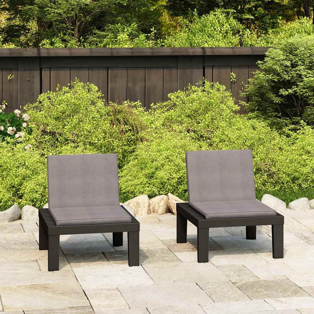Sedie a Sdraio da Giardino con Cuscini 2 pz in Plastica Grigio vidaXL