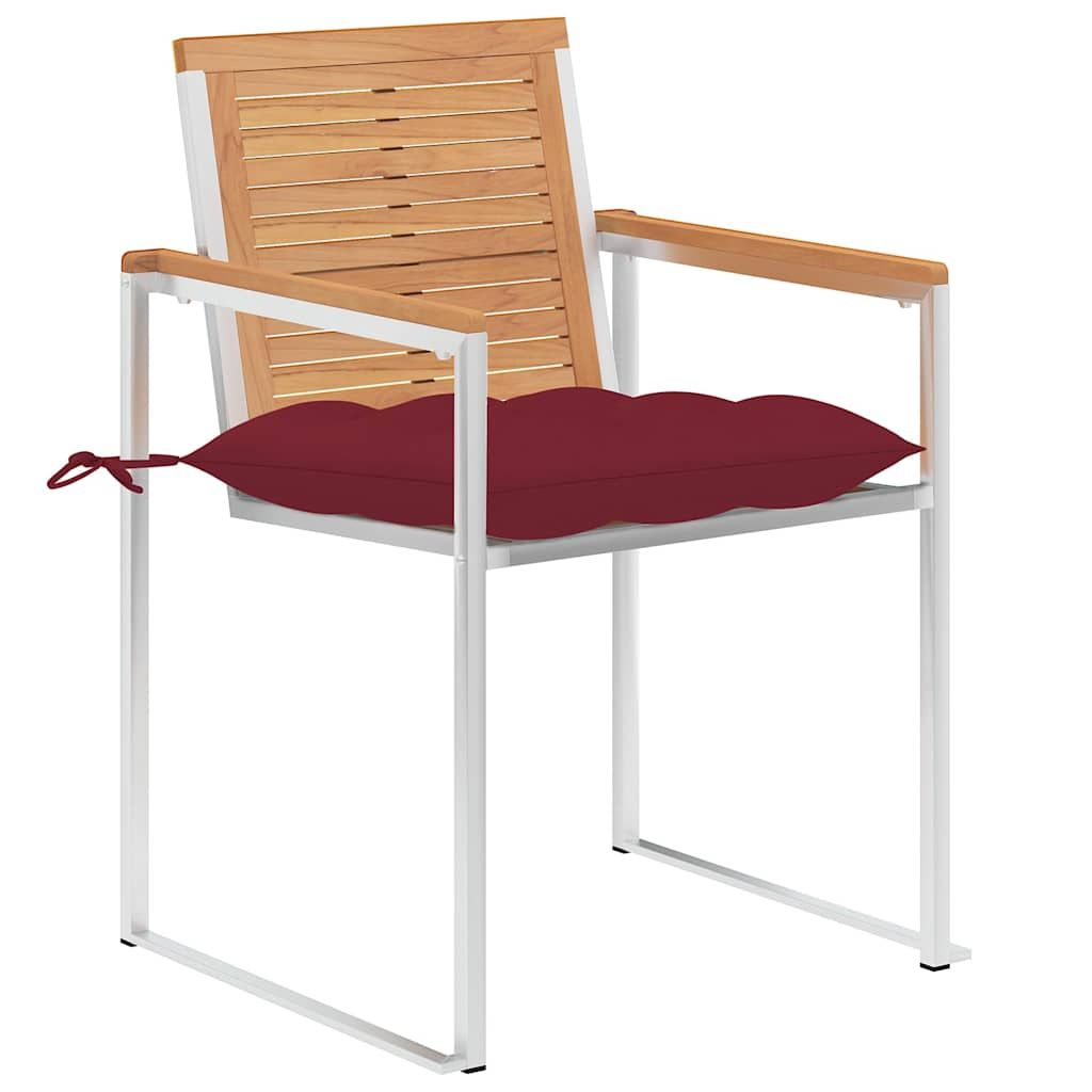 Sedie da Giardino con Cuscini 8 pz in Legno Massello di Teak vidaXL