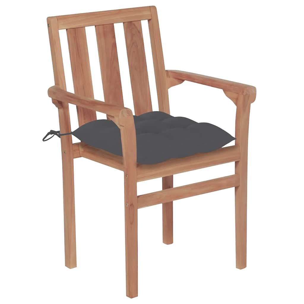 Sedie da Giardino 2 pz con Cuscini Antracite Massello di Teak vidaXL