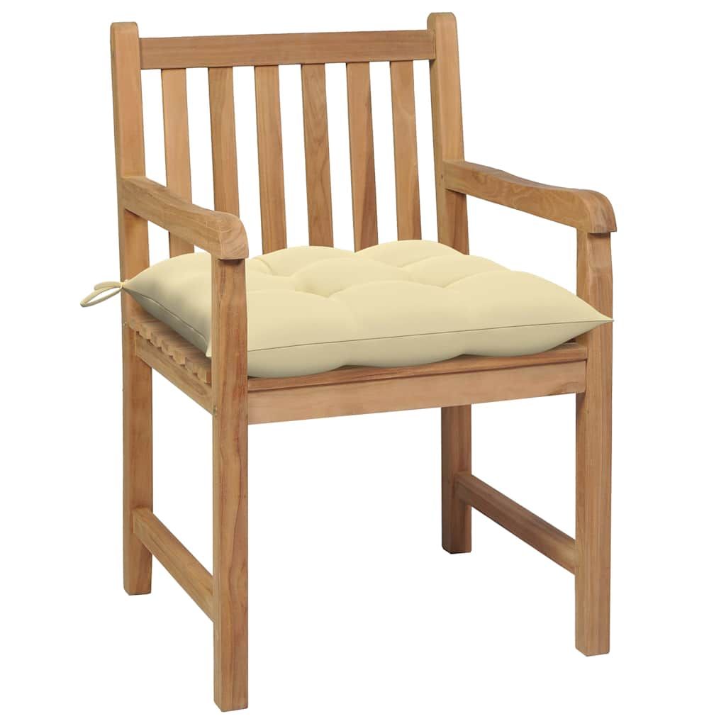 Sedie da Giardino 2 pz con Cuscini Bianco Crema Legno di Teak vidaXL