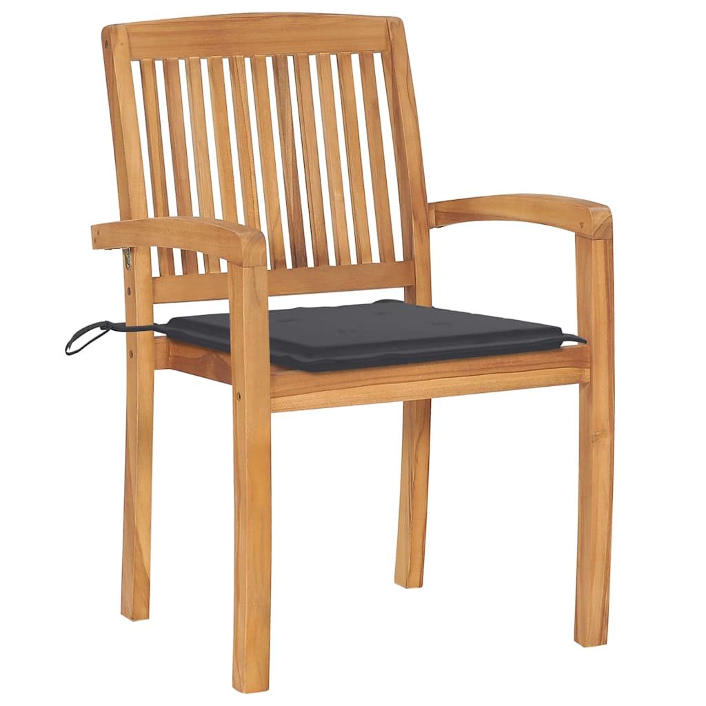 Sedie da Giardino 2 pz con Cuscini Antracite Massello di Teak vidaXL