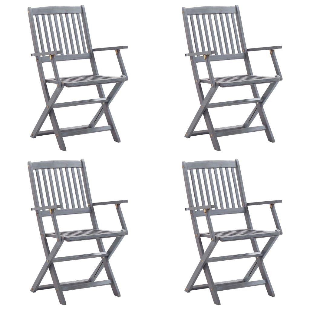 Sedie da Giardino Pieghevoli 4pz con Cuscini in Massello Acacia vidaXL