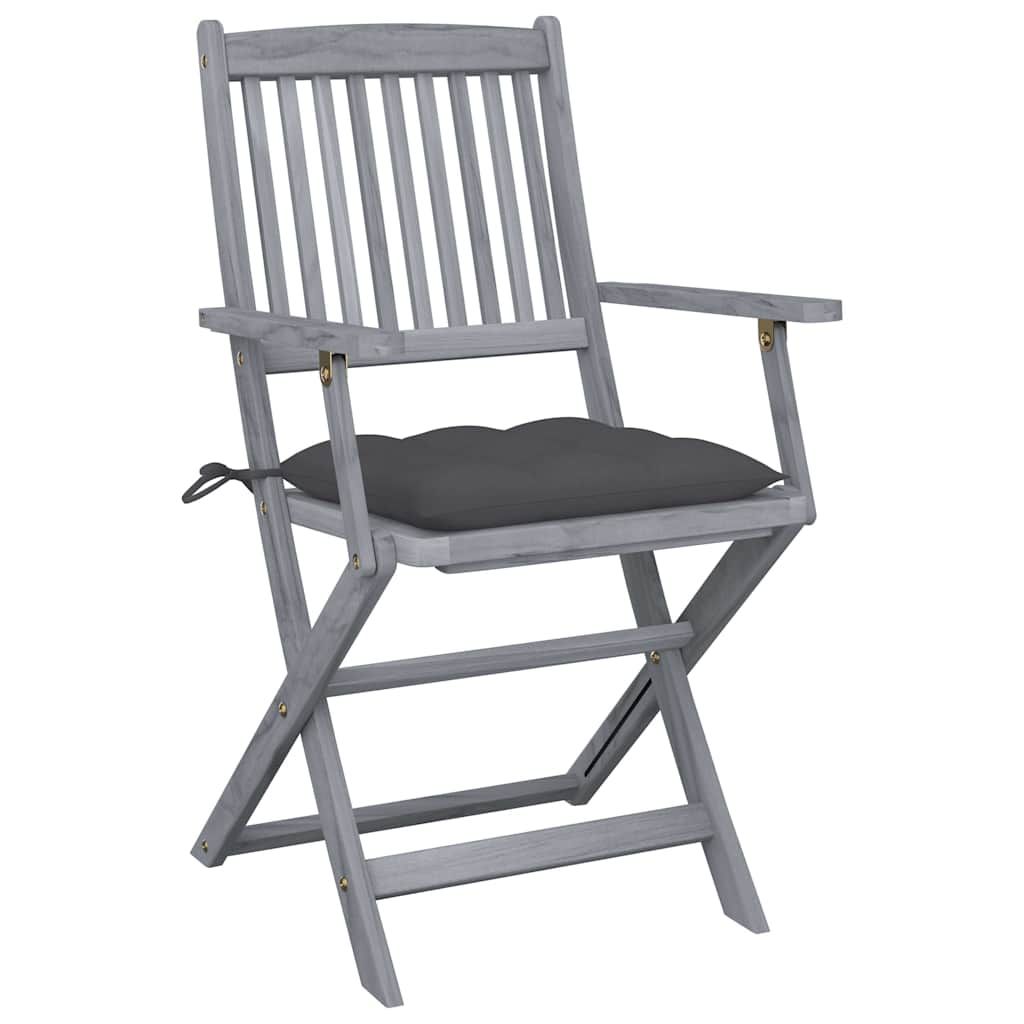 Sedie da Giardino Pieghevoli 2pz con Cuscini in Massello Acacia vidaXL