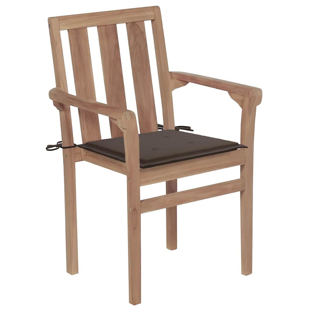 Sedie da Giardino 2 pz con Cuscini Talpa Massello di Teak vidaXL