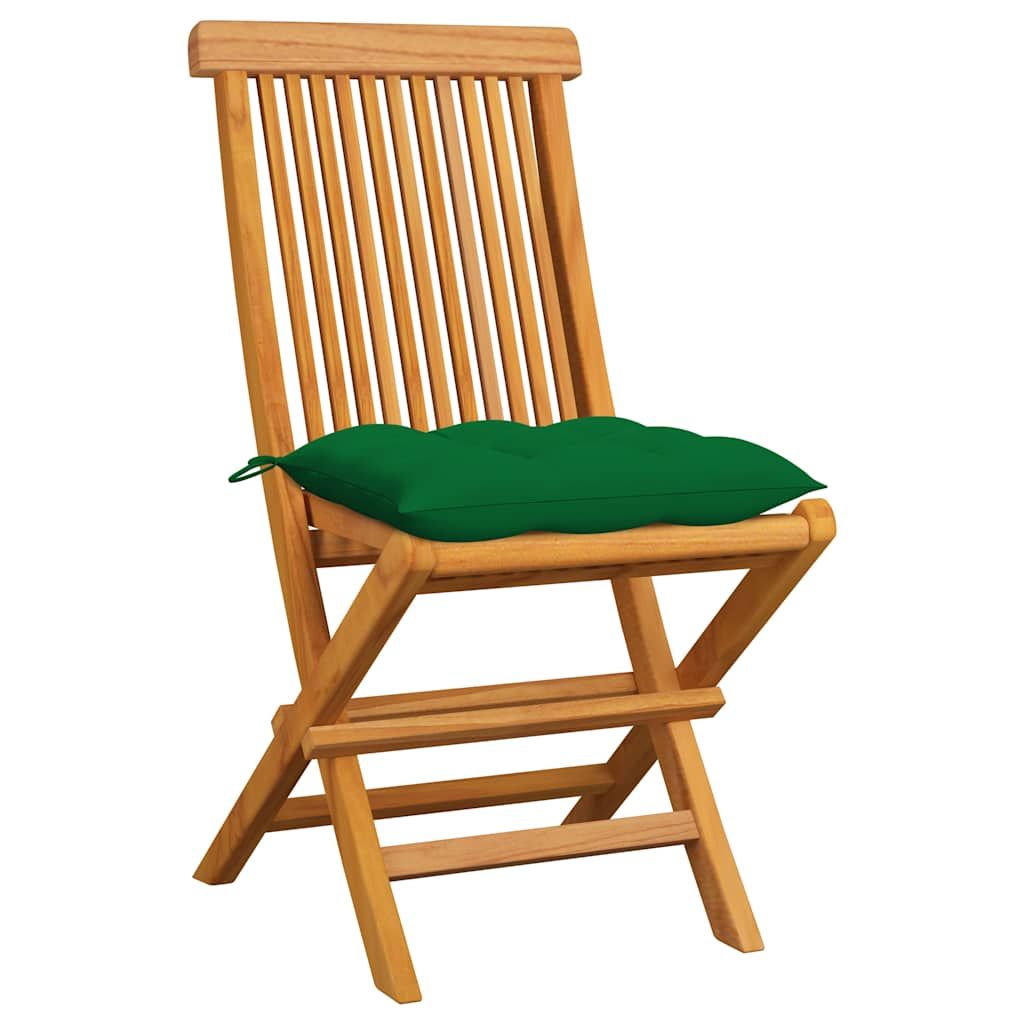 Sedie da Giardino con Cuscini Verdi 6 pz in Massello di Teak vidaXL