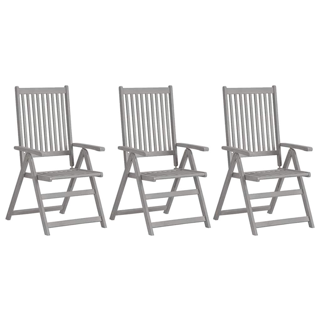 Sedie da Giardino Reclinabili 3 pz con Cuscini Massello Acacia vidaXL