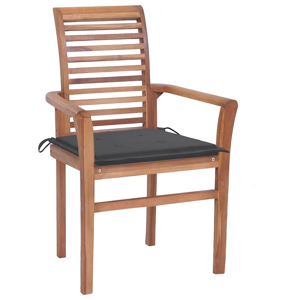 Sedie da Pranzo 8 pz con Cuscini Antracite in Massello di Teak vidaXL