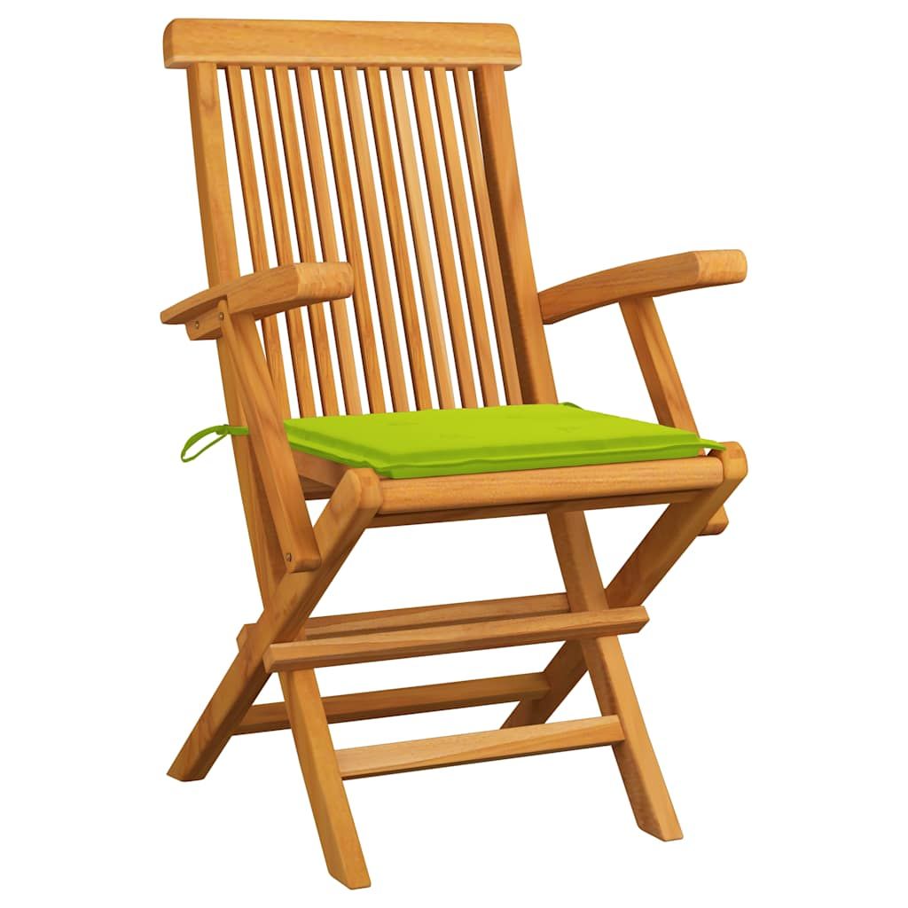 Sedie Giardino con Cuscini Verde Chiaro 6pz Legno Massello Teak vidaXL