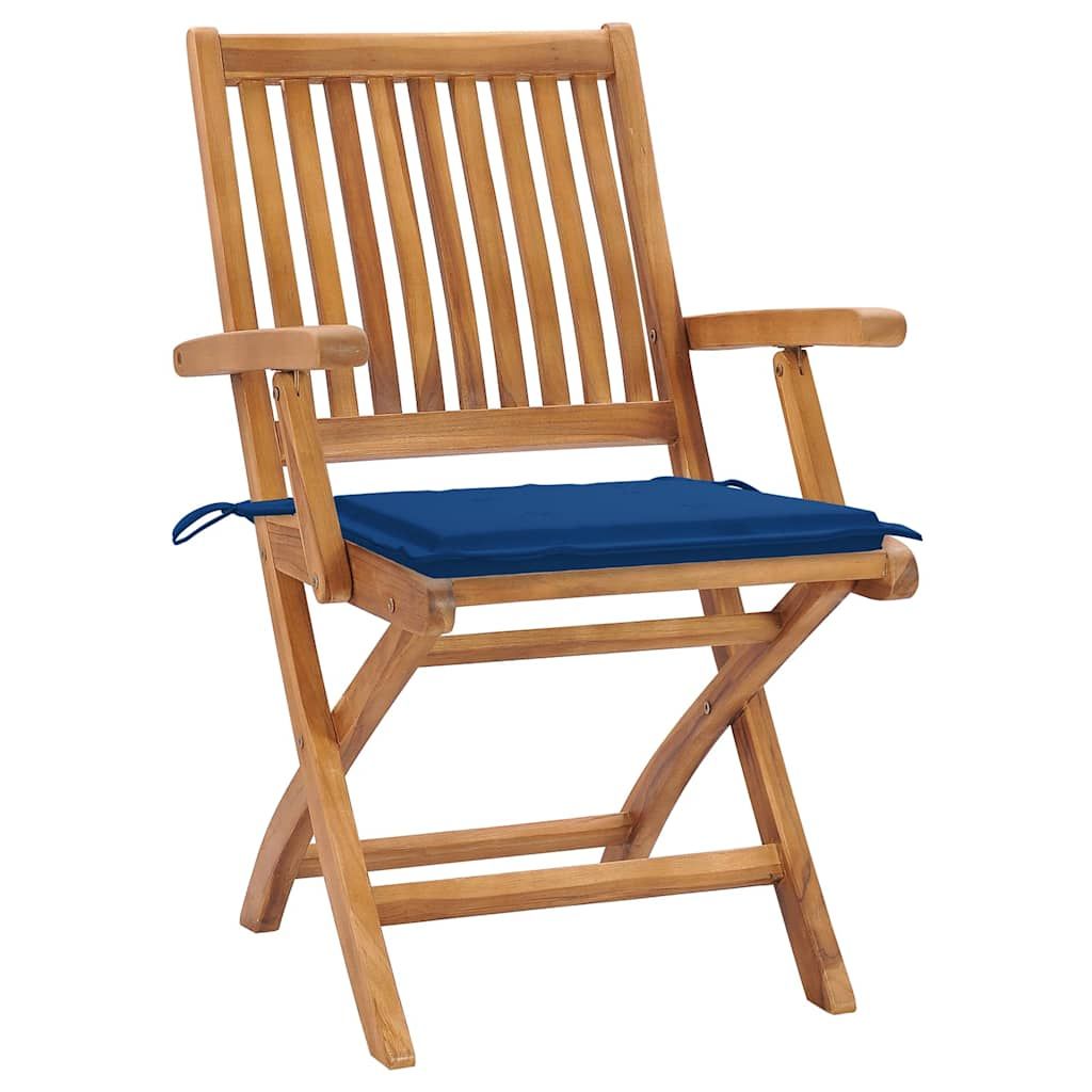 Sedie da Giardino Pieghevoli con Cuscini 8 pz Massello di Teak vidaXL