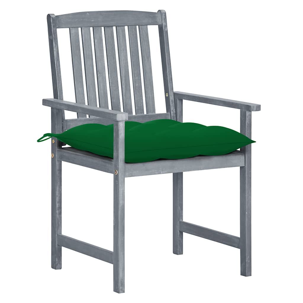 Sedie da Giardino con Cuscini 4 pz in Massello di Acacia Grigio vidaXL