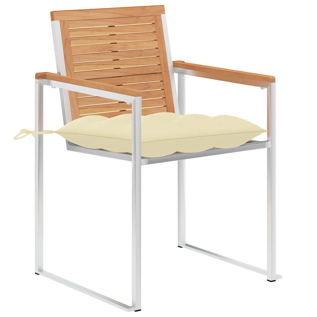 Sedie da Giardino 2 pz con Cuscini in Legno di Teak e Acciaio vidaXL
