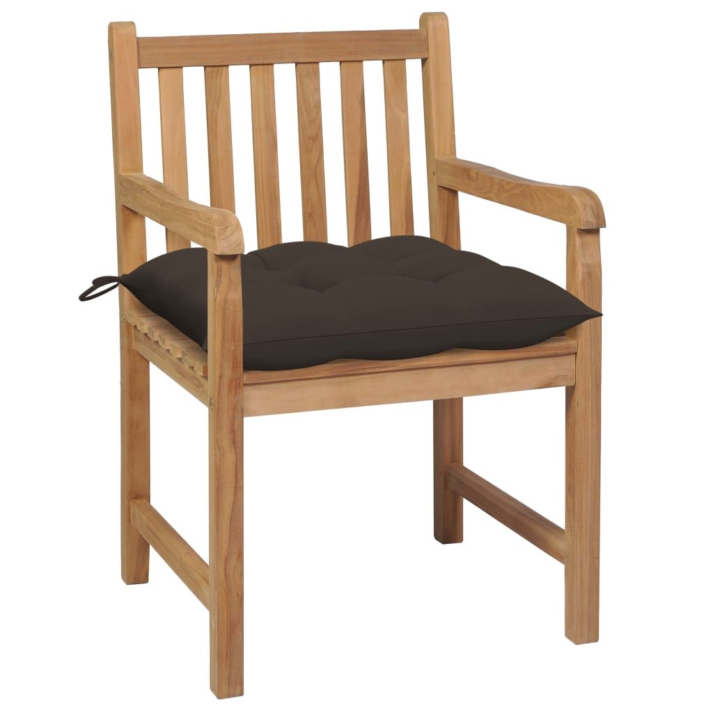 Sedie da Giardino 2 pz e Cuscini Grigio Talpa Massello di Teak vidaXL